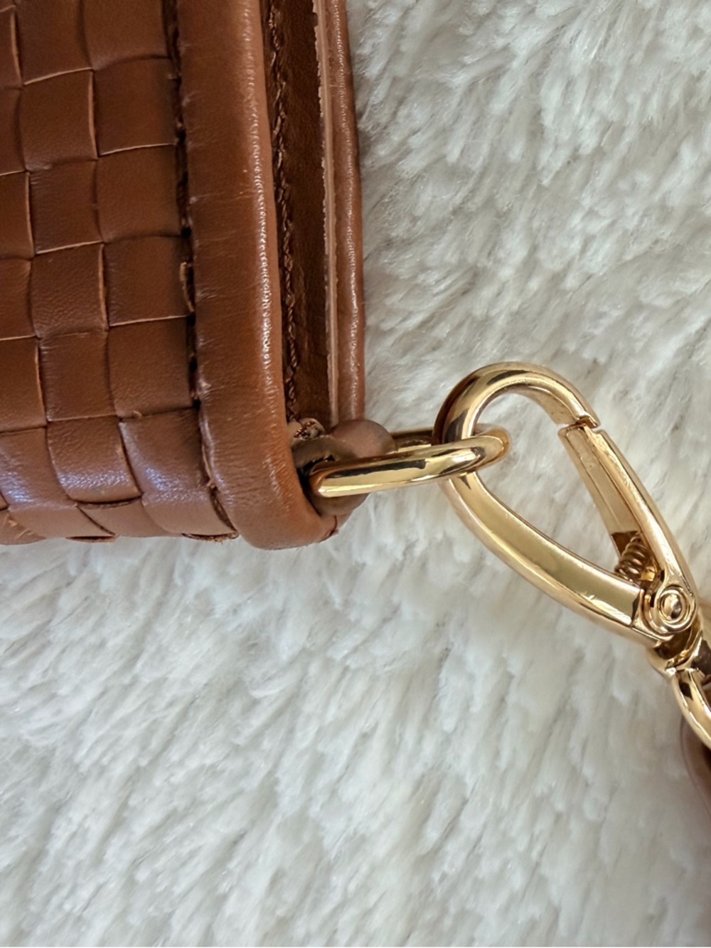 QUINCE Woven Italian Leather Crossbody Phone Bag - Tan - Picture 5 of 6